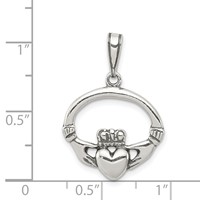 Sterling Silver Antiqued Claddagh Pendant view 3