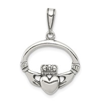 Sterling Silver Antiqued Claddagh Pendant view 1