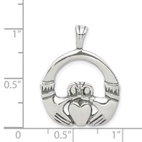 Sterling Silver Antiqued Claddagh Pendant view 3