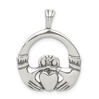 Sterling Silver Antiqued Claddagh Pendant view 1