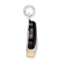 Sterling Silver CZ Enameled Polished Penguin Charm view 2