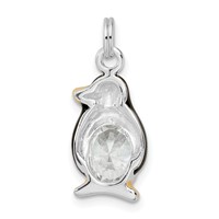 Sterling Silver CZ Enameled Polished Penguin Charm view 4