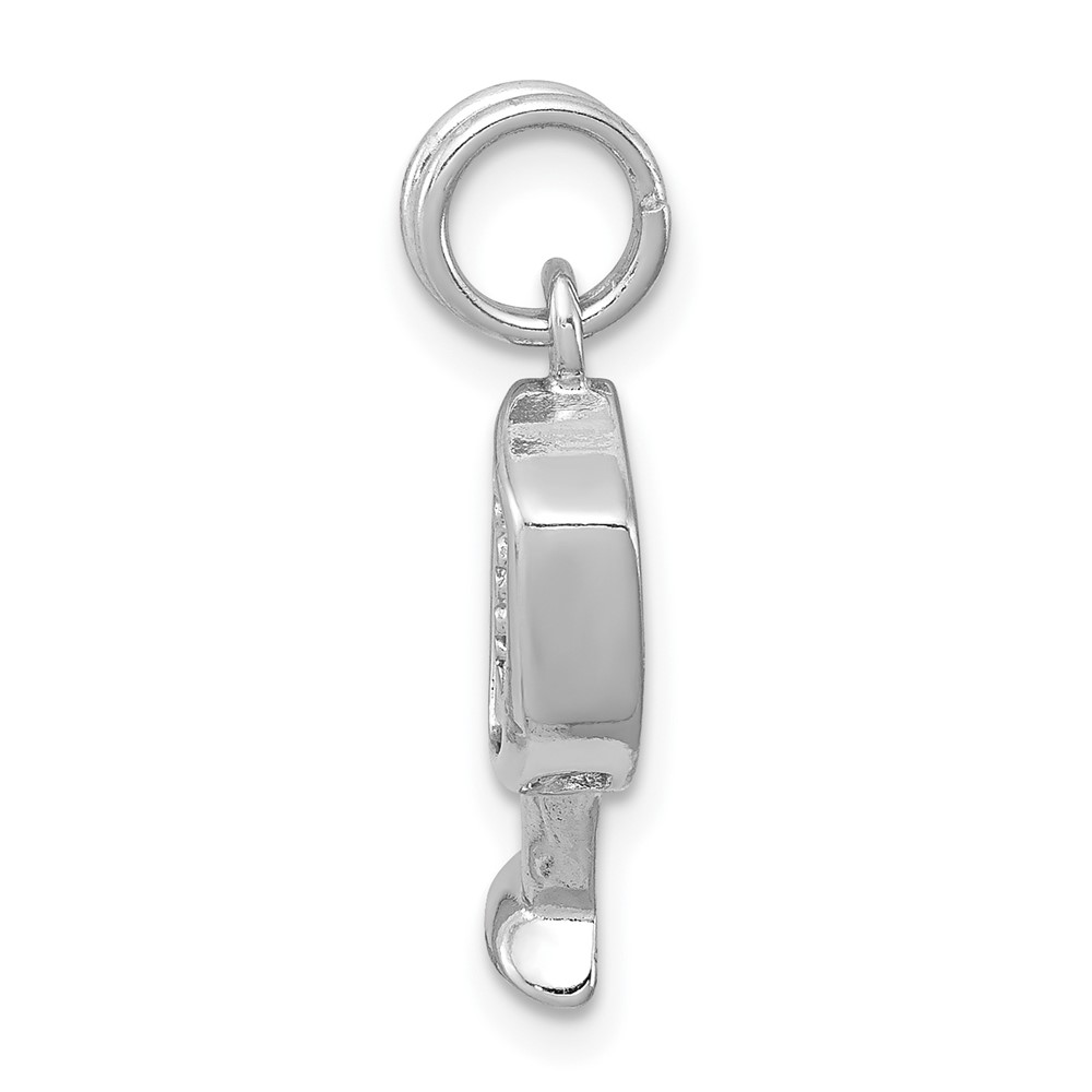 Sterling Silver Rhodium-platedCZ Champagne Glass Charm (QC7059)