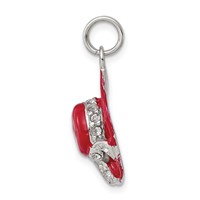 Sterling Silver Rhodium-plated CZ Enamel Hat Charm view 2