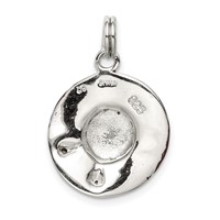 Sterling Silver Rhodium-plated CZ Enamel Hat Charm view 4