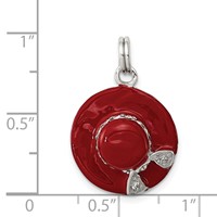 Sterling Silver Rhodium-plated CZ Enamel Hat Charm view 3