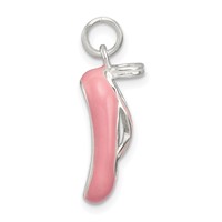 Sterling Silver Polished Enamel Ballet Slipper Pendant view 2