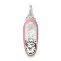 Sterling Silver Polished Enamel Ballet Slipper Pendant view 4