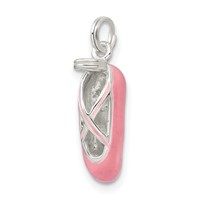 Sterling Silver Polished Enamel Ballet Slipper Pendant view 5
