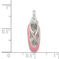 Sterling Silver Polished Enamel Ballet Slipper Pendant view 3