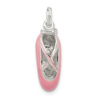 Sterling Silver Polished Enamel Ballet Slipper Pendant view 1
