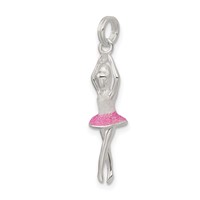 Sterling Silver Pink & White Enamel Charm with Glitter Ballerina view 5