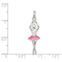 Sterling Silver Pink & White Enamel Charm with Glitter Ballerina view 3