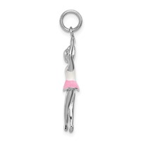 Sterling Silver Rhodium-platedEnamel Ballerina Charm view 2