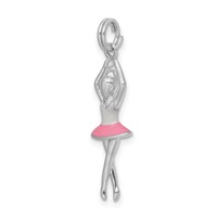 Sterling Silver Rhodium-platedEnamel Ballerina Charm view 5