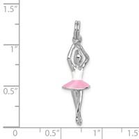 Sterling Silver Rhodium-platedEnamel Ballerina Charm view 4