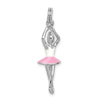 Sterling Silver Rhodium-platedEnamel Ballerina Charm view 1