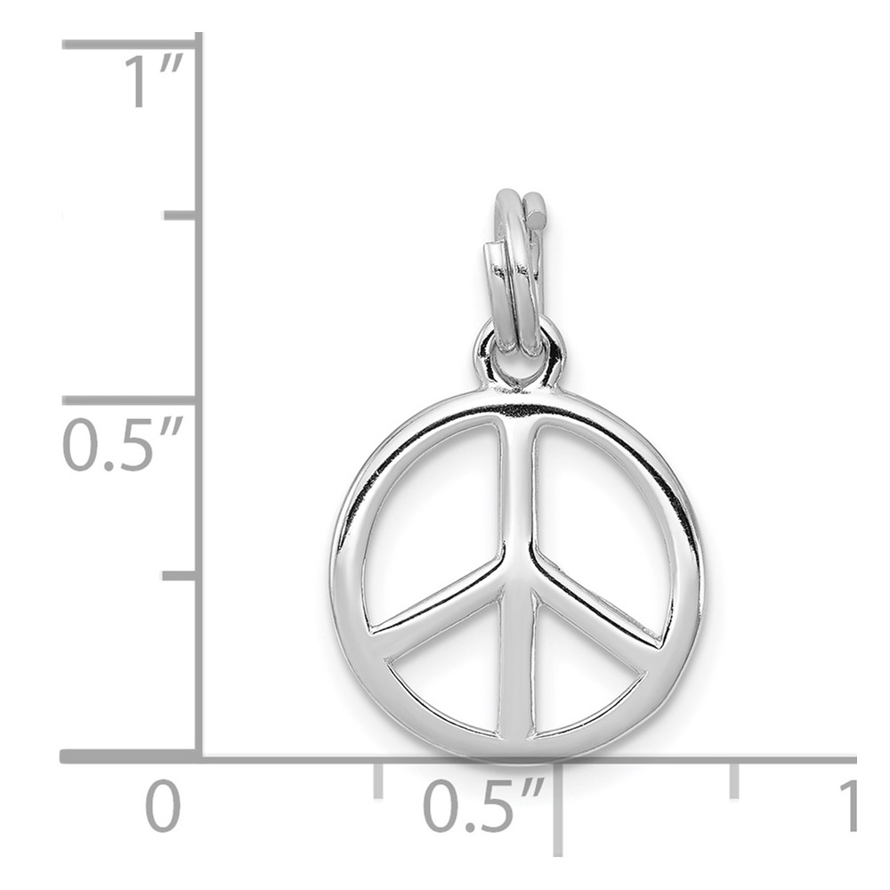 Sterling Silver Rhodium-platedPolished Peace Sign Charm (QC7108)