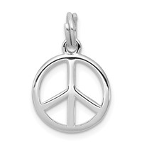 Sterling Silver Rhodium-platedPolished Peace Sign Charm view 1
