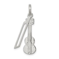 Sterling Silver Polished Violin & Bow Charm view 1