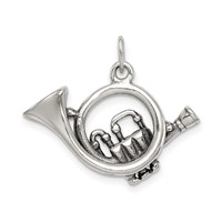 Sterling Silver Antiqued French Horn Charm view 4