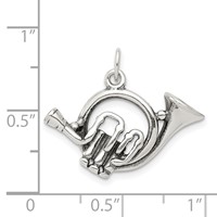 Sterling Silver Antiqued French Horn Charm view 3