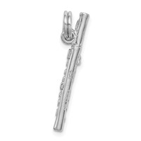 Sterling Silver Rhodium-platedPolished Flute Charm view 4