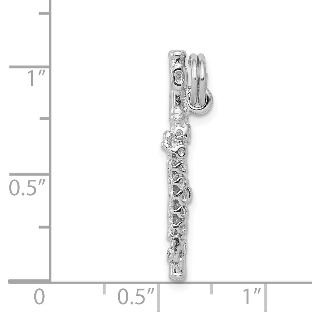 Sterling Silver Rhodium-platedPolished Flute Charm (QC7116)