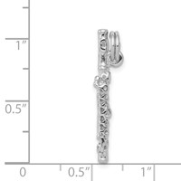 Sterling Silver Rhodium-platedPolished Flute Charm view 3