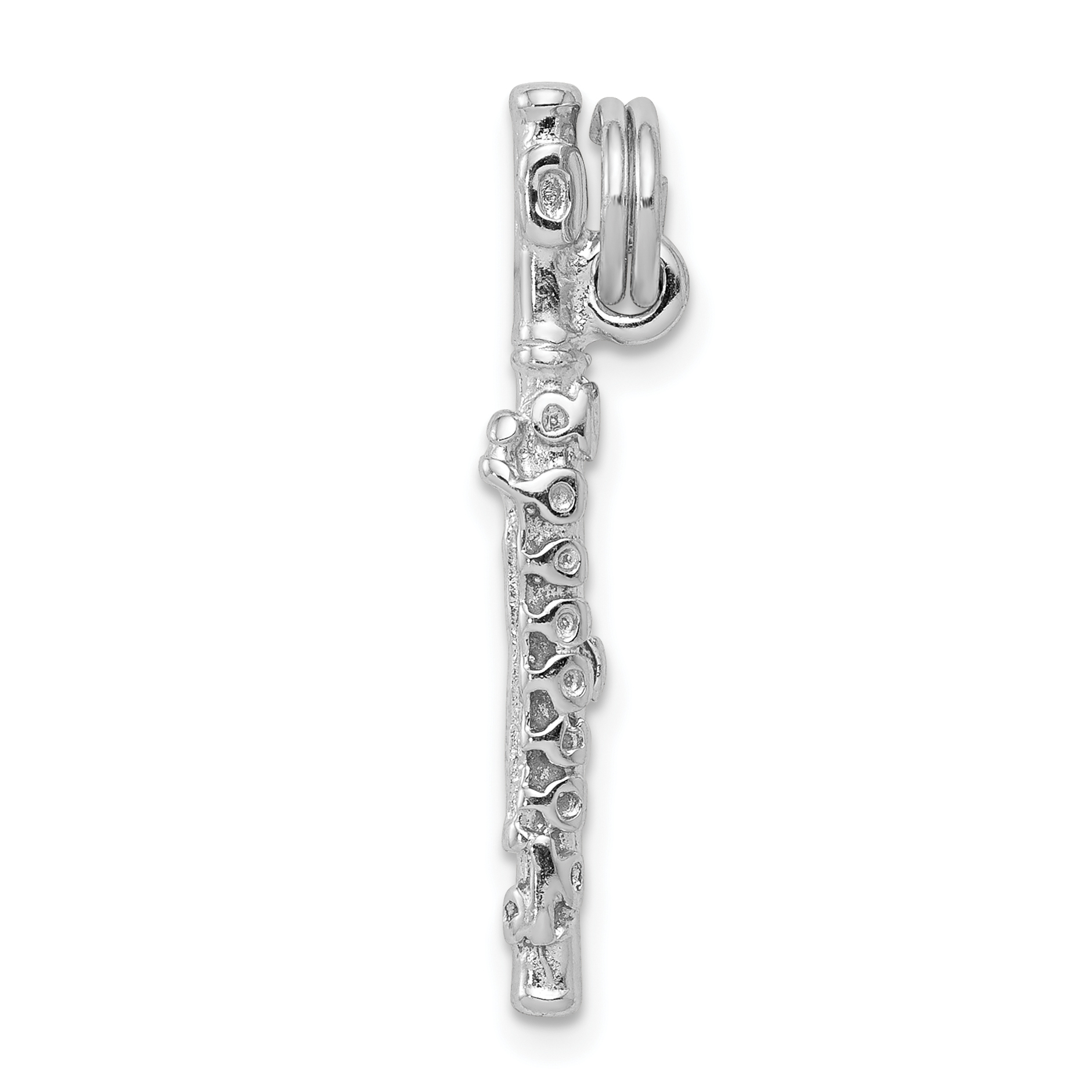 Sterling Silver Rhodium-platedPolished Flute Charm (QC7116)