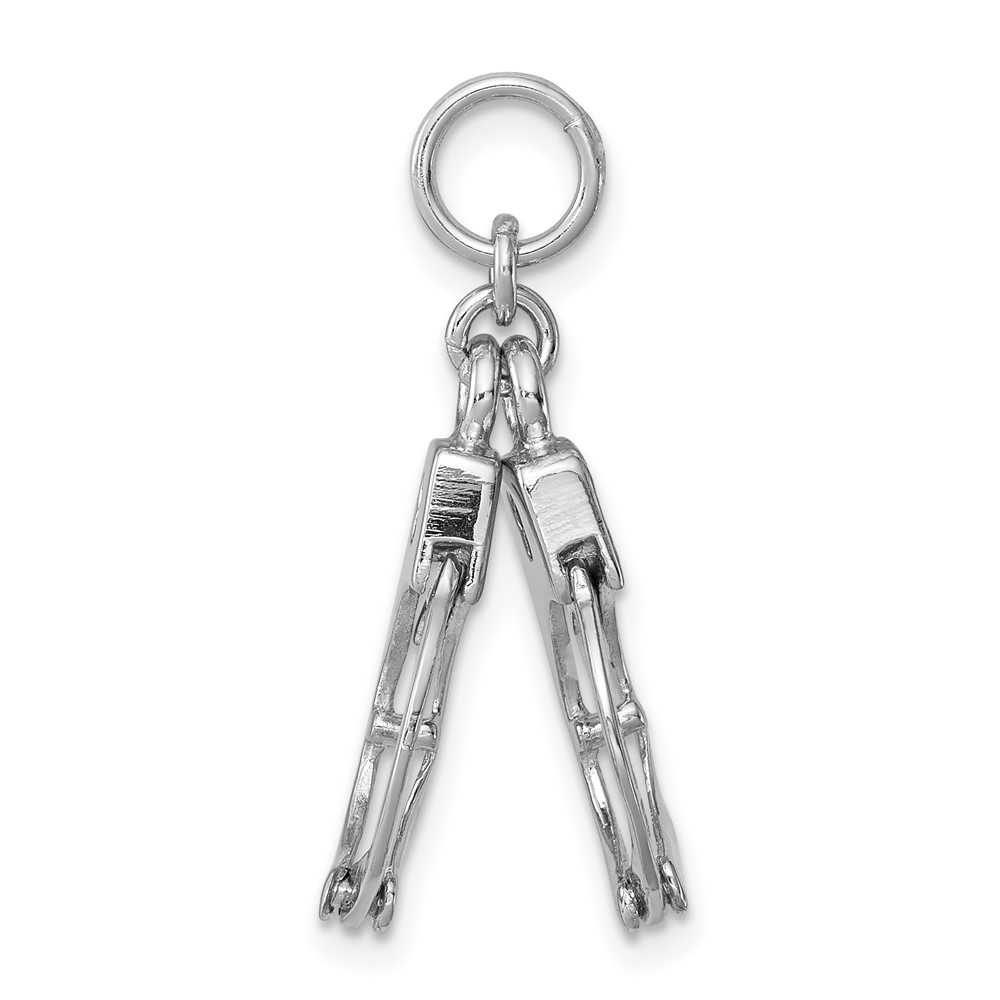 Sterling Silver Rhodium-platedPolished Movable Handcuffs Charm (QC7120)