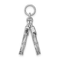 Sterling Silver Rhodium-platedPolished Movable Handcuffs Charm view 2