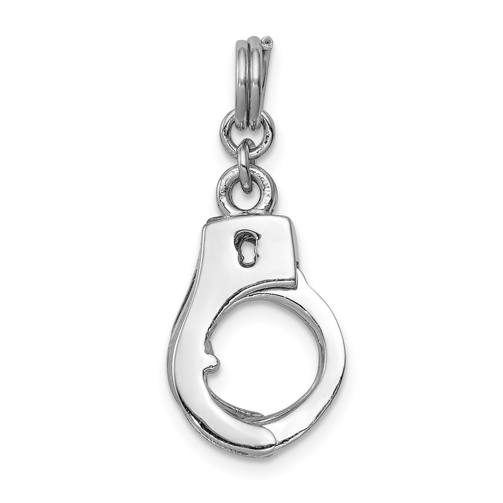Sterling Silver Rhodium-platedPolished Movable Handcuffs Charm (QC7120)