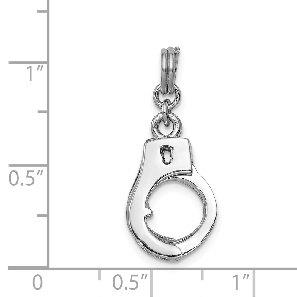 Sterling Silver Rhodium-platedPolished Movable Handcuffs Charm (QC7120)