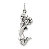 Sterling Silver Antiqued Cheerleader Charm view 1