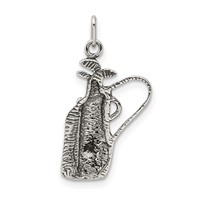 Sterling Silver Antiqued Golf Clubs Charm with Bag view 4