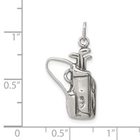 Sterling Silver Antiqued Golf Clubs Charm with Bag view 3