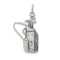 Sterling Silver Antiqued Golf Clubs Charm with Bag view 1