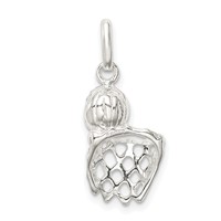 Sterling Silver Basketball in Hoop Charm view 4
