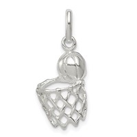 Sterling Silver Basketball in Hoop Charm view 1
