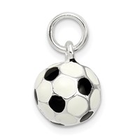 Sterling Silver Black & White Enameled Soccer Ball Charm view 2