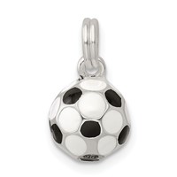 Sterling Silver Black & White Enameled Soccer Ball Charm view 4