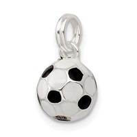 Sterling Silver Black & White Enameled Soccer Ball Charm view 5