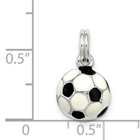 Sterling Silver Black & White Enameled Soccer Ball Charm view 3