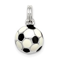 Sterling Silver Black & White Enameled Soccer Ball Charm view 1