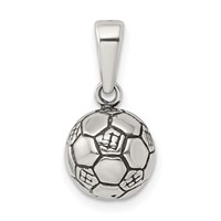 Sterling Silver Antiqued Soccer Ball Pendant view 4