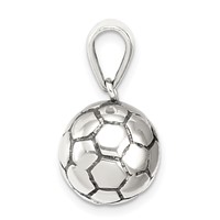 Sterling Silver Antiqued Soccer Ball Pendant view 2