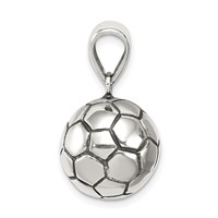 Sterling Silver Antiqued Soccer Ball Pendant view 2