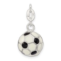 Sterling Silver Enameled Soccer Ball Charm view 4