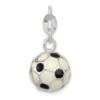 Sterling Silver Enameled Soccer Ball Charm view 1